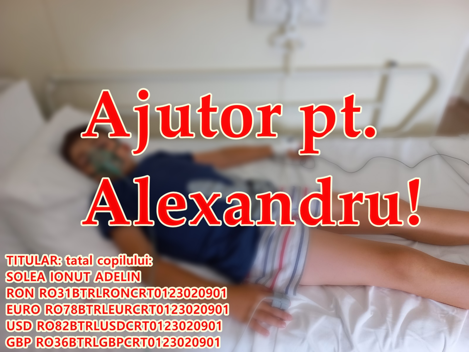Să îl ajutăm pe Alexandru, fiul pr. Ioan Șolea, care a fost diagnosticat cu leucemie acută limfoblastică, tip T / Detalii cont în articol