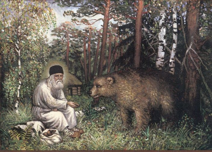 Sf. Serafim de Sarov (2 ianuarie). Ursul care îl slujea pe sfânt și mânca pâine din palmele sale